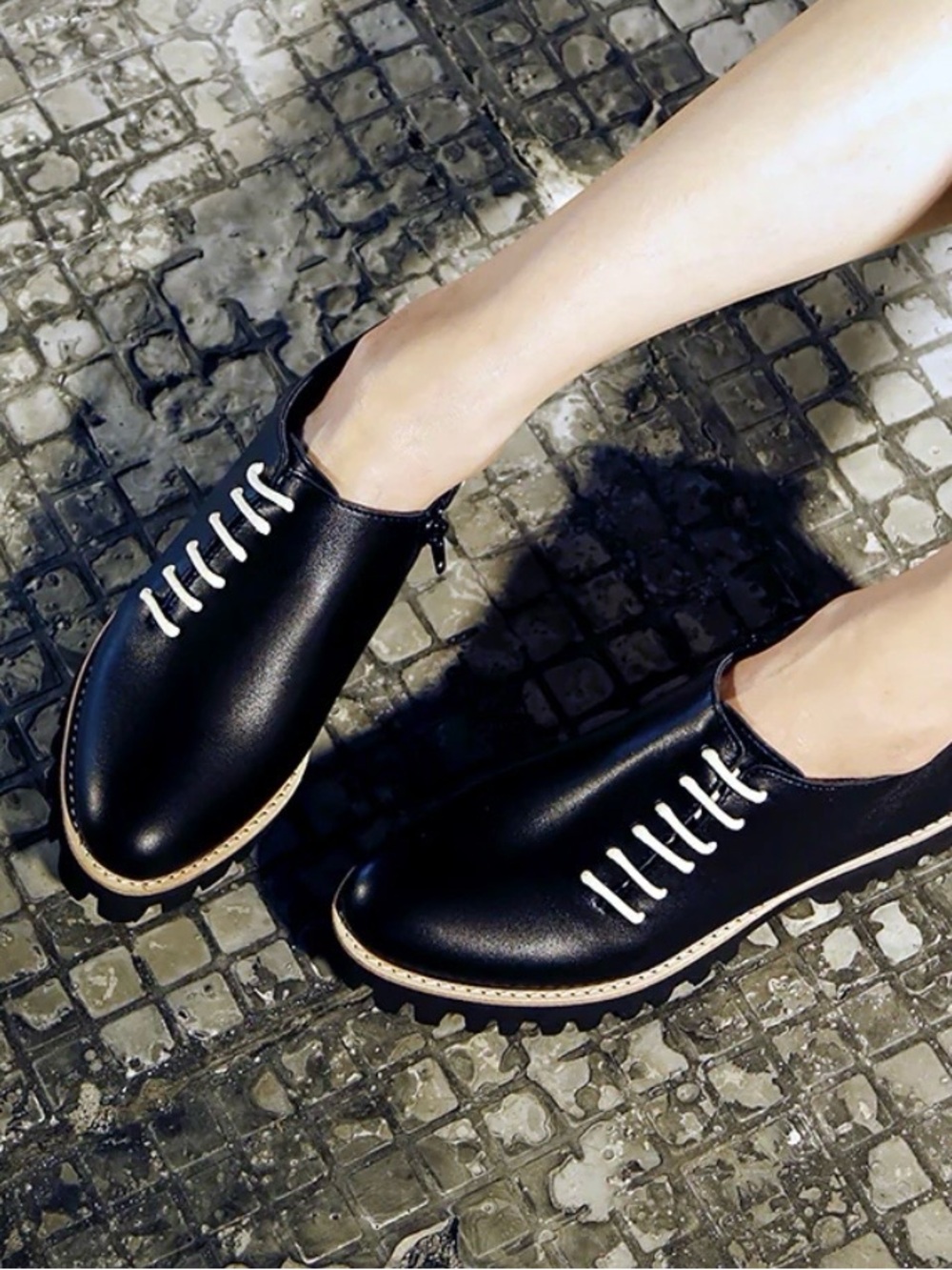 ALL BLACK Side Cord Oxfords